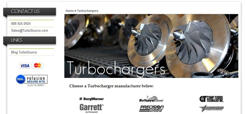 TurboSource Turbochargers category redesign